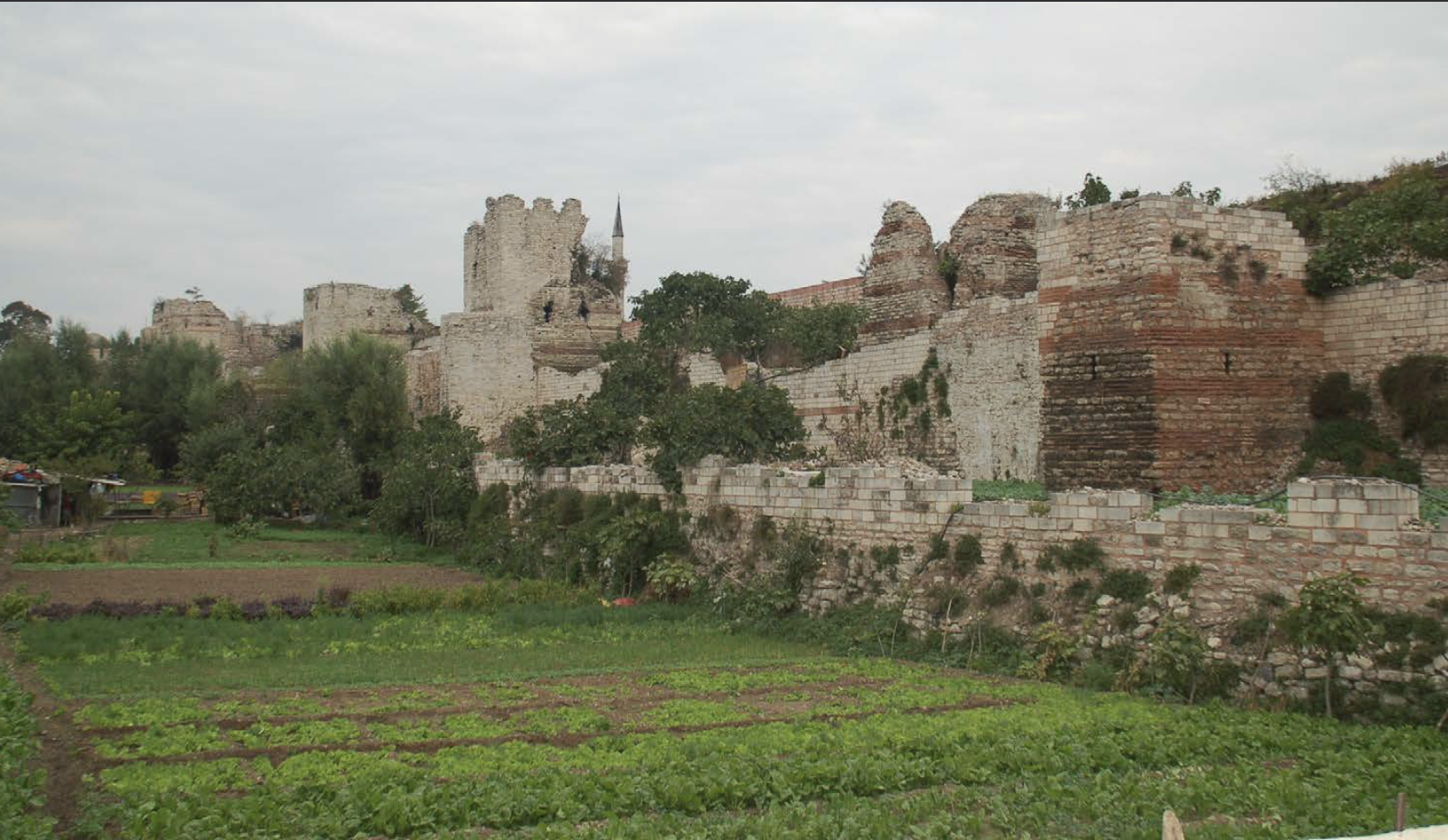 <p>Protected Constantinople for 1000+ years, outer area consisted of market gardens where families could grow food to sell</p>