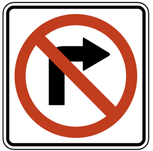 <p>do not turn right here</p>