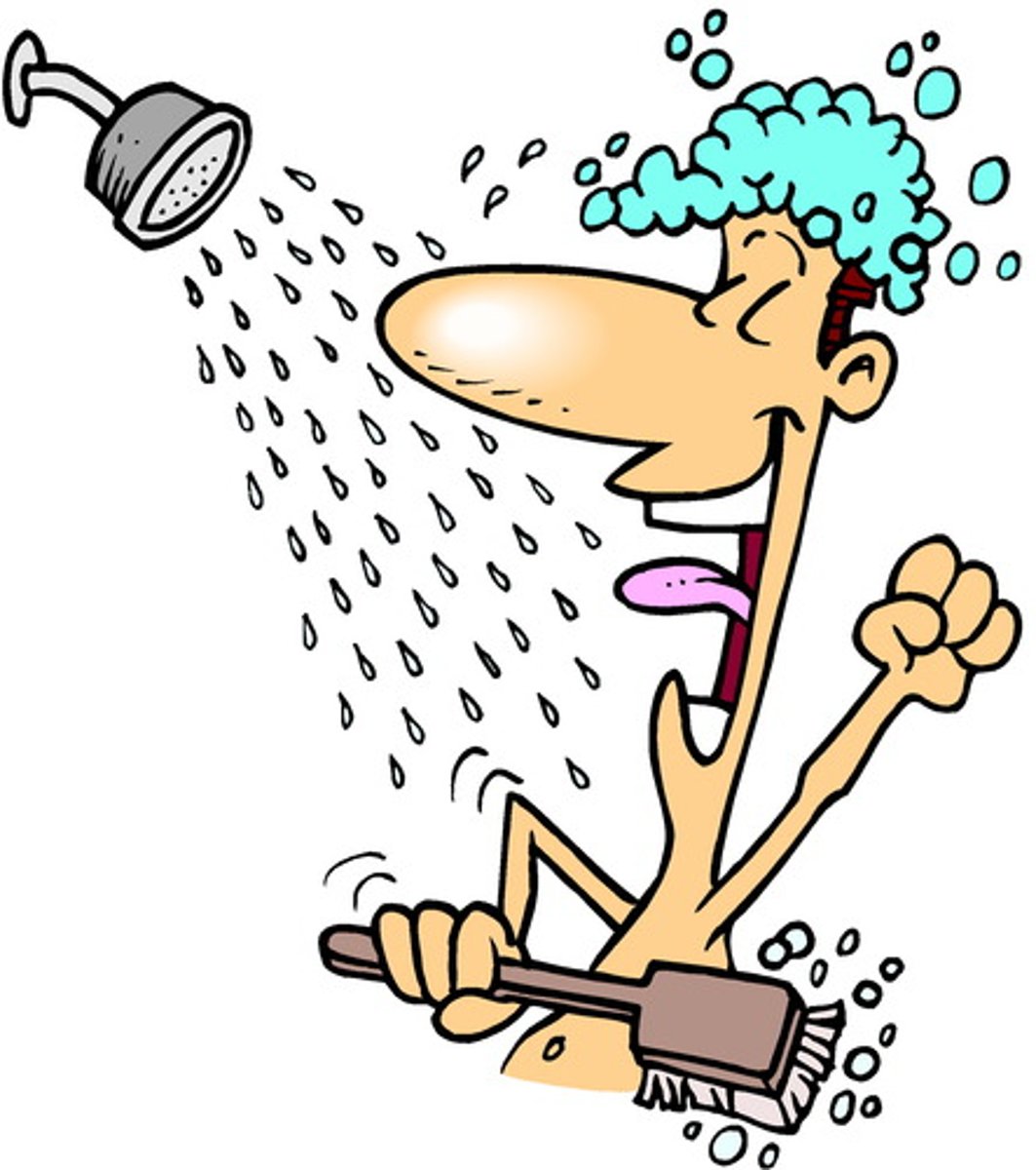 <p>he showered himself</p>