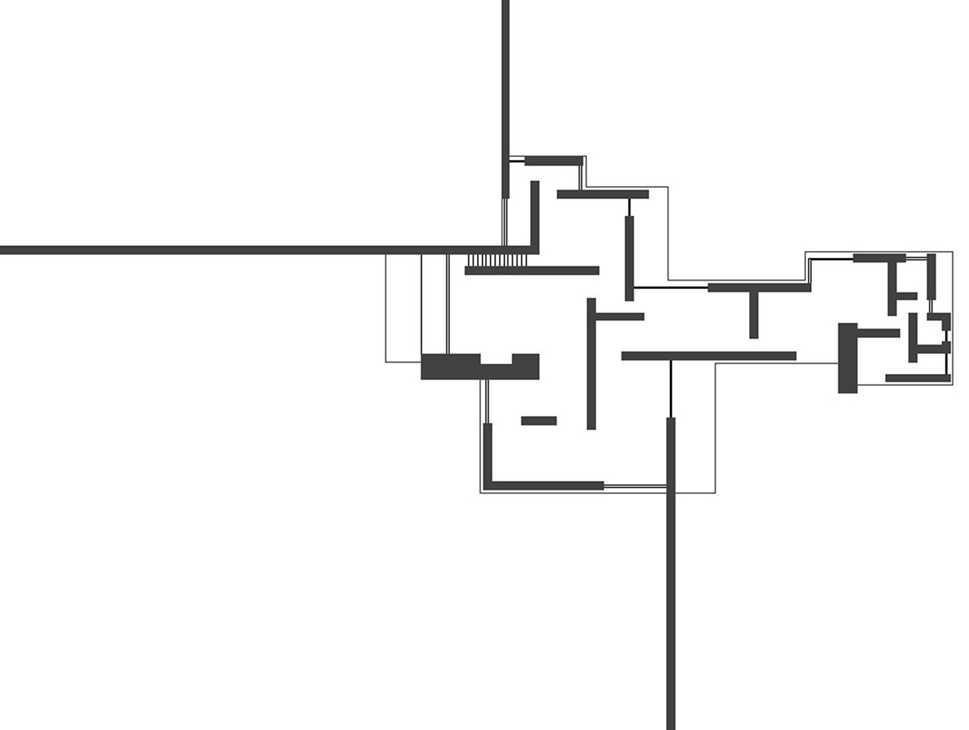 <ul><li><p>shows step-by-step development</p></li><li><p>de Stijl, lines that look like planes in space</p></li><li><p>wall extend to edge of drawing > infinite in every direction</p></li></ul><p></p>