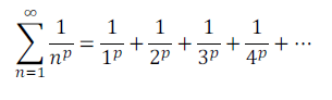 <p>An infinite series where terms are 1/integer to the p power. It converges if p&gt;1, and it diverges if 0&lt; p &lt;/= 1.</p>