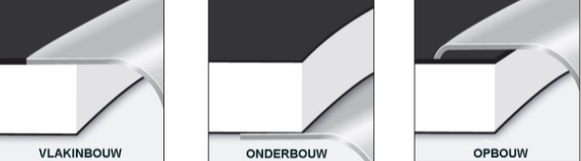 <p>Type</p><ul><li><p>Vlakbouw</p></li><li><p>Onderbouw</p></li><li><p>Opbouw</p></li></ul><p>Materiaal</p><ul><li><p>RVS, kunststof, acryl, volkunststof, natuursteen/ solid surface, …</p></li></ul><p>Vorm</p><ul><li><p>Rond/ vierkant, enkele/ anderhalve/ dubbele, maatwerk mogelijk</p></li></ul><p>Accessoires</p><ul><li><p>Verlek (drupvlak)</p><ul><li><p>prefab, aan spoelbak verbonden, afzonderlijk</p></li><li><p>Maatwerk: uitgefreesd uit keukenblad (3mm), met uitsparing (lijnen)</p></li></ul></li><li><p>Automatische ledging: draai- of drukknopventiel (hand niet in water)</p></li><li><p>Geïntegreerde overloop: zorgt dat water niet overloopt, kan verborgen zitten (egaal)</p></li><li><p>Integraalventiel: afsluiten afvoer, tegenhouden vuil</p></li><li><p>Hoekradius (36 °): nauwe hoekradius = meer ruimte in spoelbak</p></li></ul><p></p>