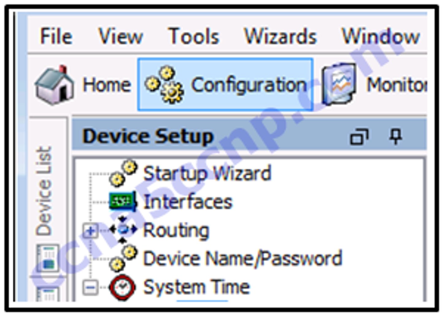 <p>Refer to the exhibit. Which Device Setup ASDM menu option would be used to configure the ASA for an NTP server?</p>