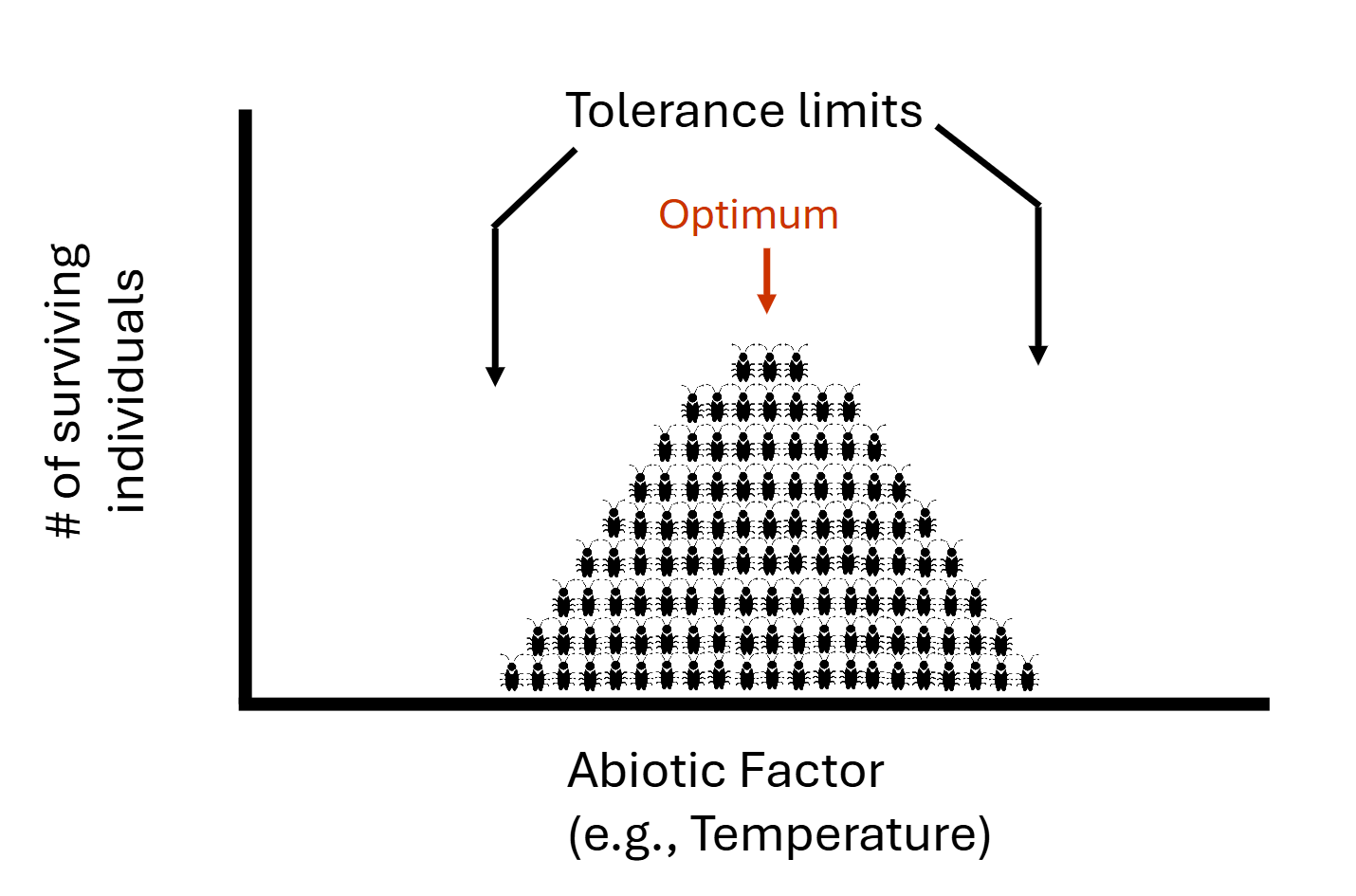 <ul><li><p><span>The possible range of conditions that a species can tolerate</span></p></li><li><p><span>Defines the locations where it is physically possible for a particular species to live</span></p></li><li><p><span><span>Help us to identify where organisms can </span><strong><span>potentially</span></strong><span> live!</span></span></p></li><li><p><span><strong><span>Range of Tolerance</span></strong><span> →  refers to the range of environmental conditions within which an organism can survive, grow, and reproduce</span></span></p></li><li><p><span><span>Defines fundamental niche!</span></span></p></li><li><p><span><span>Ex. In a dry environment, for example, humans die if they are exposed to temperatures above 57°C (130°F)</span></span></p></li></ul><p></p>
