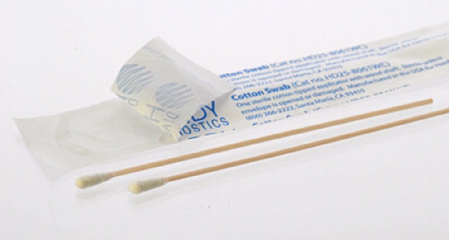 <p>Swab free from living organisms used to transfer microbes to another surface.</p>