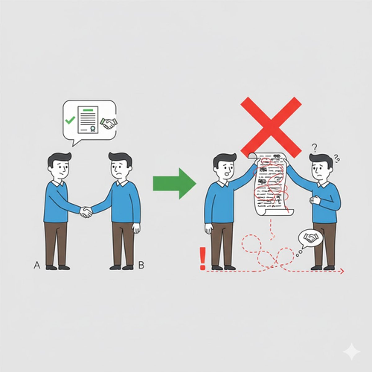 <p>Chapter: Intention to Create Legal Relations (Commercial Agreements)</p><p>Principle: Parties should ensure their intentions are clearly expressed, especially when deviating from standard procedures/agreements.</p>