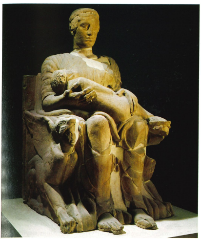 <p><span>Cinerary Urn Statue of a mother and child</span></p>