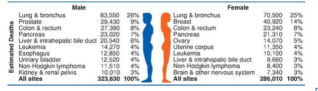 <p>T/F: Following skin cancer, across all ages women are most likely to be diagnosed with lung, prostate, and colorectal cancer, and men with lung, breast, and colorectal cancer.</p>