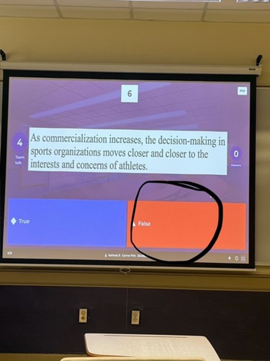 <p>As commercialization increases, the decision-making in sports organizations moves closer and closer to the interests and concerns of athletes.</p>