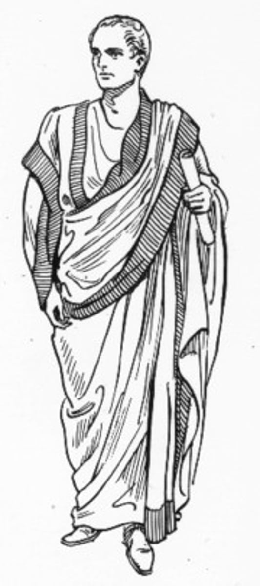 <p>Garment that adult men wore wrapped around their bodies as a symbol of Roman citizenship</p>