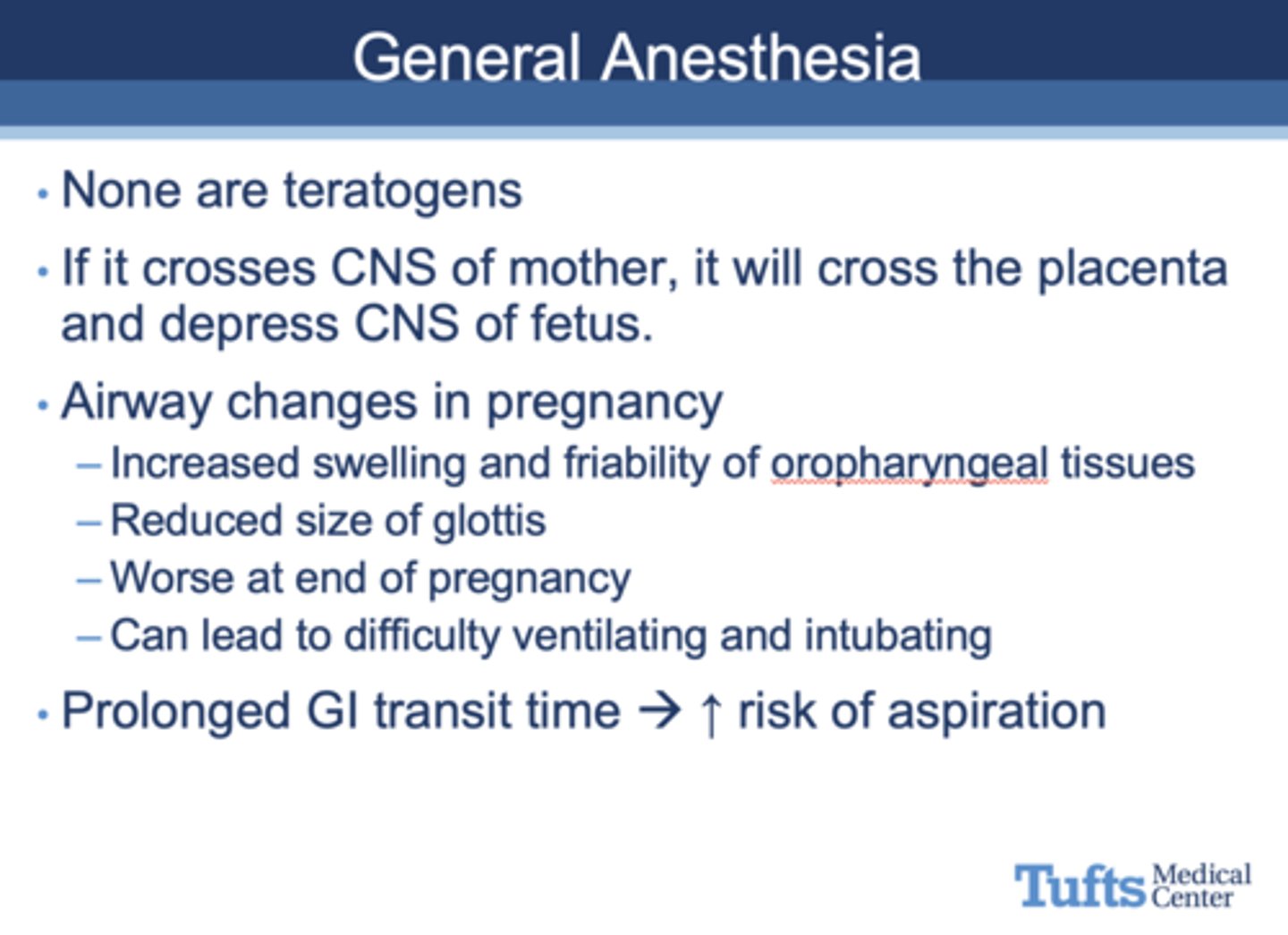 <p>- Increased swelling and friability of oropharyngeal tissues</p><p>- Reduced size of glottis</p><p>- Worse at end of pregnancy</p><p>- Can lead to difficulty ventilating and intubating</p>