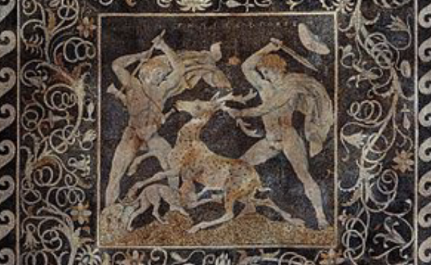 Pella, mosaic showing stag hunt,<br />perhaps by Gnosis<br />ca. 325-300 BCE