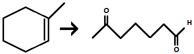 <p>Reagents: 1) O3, 2) DMS</p><ul><li><p>cleaves carbon-carbon bond to form either ketone or aldehyde FG</p></li></ul><p></p>