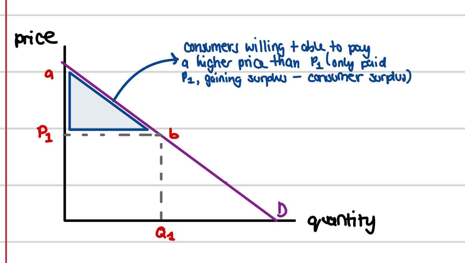 <p>Difference between a consumer’s willingness to pay and what they actually pay</p>