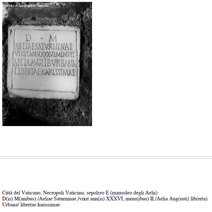 <p>Città del Vaticano, necropoli vaticana, Sepolcro E, Mausolei degli Aelii</p>