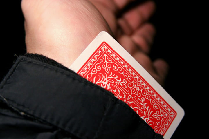 <p>(n.) trickery, deceptive practices or tactics, double-dealing<br>ANT: fair dealing</p>