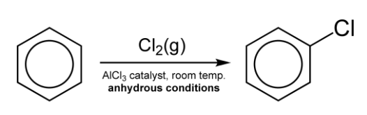 * Reaction conditions
  * AlCl3 catalyst
  * Room temperature
  * anhydrous conditions