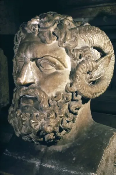 <p>This bust of Jupiter demonstrates syncretism (assimilating the god from one area of the empire with a god from another area. Here, Jupiter Ammon bears horns of the god Ammon worshipped in Egypt, Libya and Syria.</p>