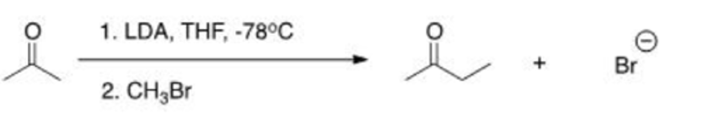 <p>The reaction below is a direct enolate alkylation. It has been found that this reaction only works well with unhindered methyl and 1° alkyl halides. Pick the statement that best explains this observation.</p><p>A. The nucleophilic enolate requires a reaction center that has a positive charge.</p><p>B. Hindered alkyl halides do not undergo SN1 reactions.</p><p>C. Hindered alkyl halides do not undergo SN2 reactions.</p><p>D. Methyl and 1° alkyl halides can form carbocations that can readily react with the nucleophilic enolate</p>