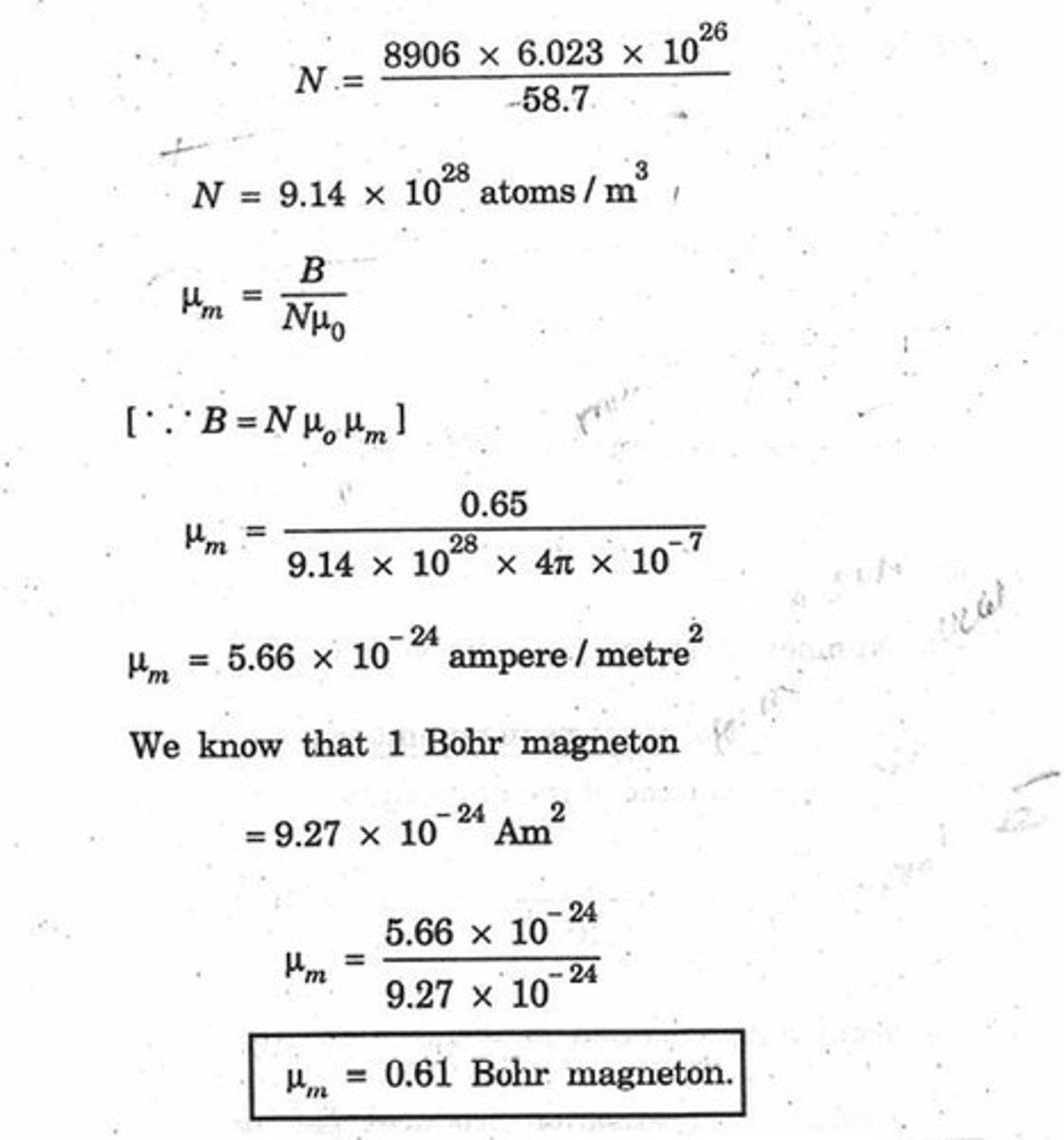 <p>Fe2+ has a moment of 4µB, and Fe3+ has a moment of 5µB.</p>