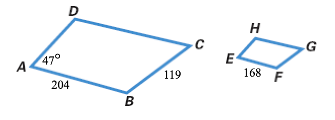 <p><strong>HW 9.2</strong></p><p><strong>Q13) </strong><span><span>Assume that the figures shown to the right are similar. Given the lengths of sides and measures of angles in the left​ figure, what information is known about the right​ figure?</span></span></p>