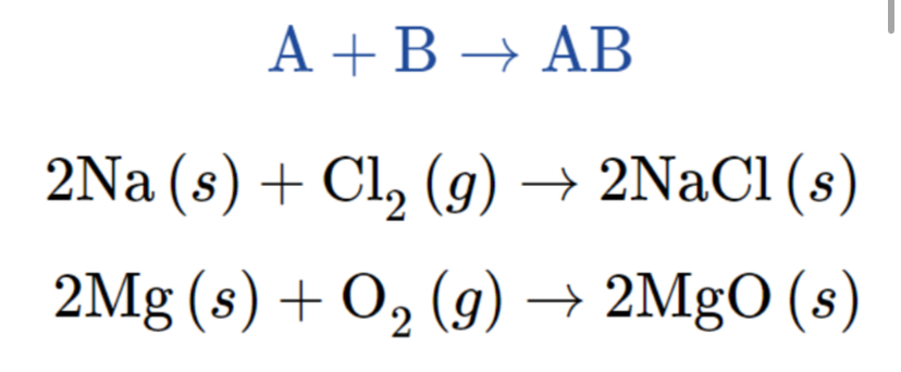 <p>A reaction where two or more substances combine to form a single new substance.</p>