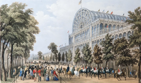 <p>The Crystal Palace, shown above, was built in London in 1851 primarily as</p><p>a) memorial to those who fought in the Crimean War</p><p>b) celebration of British technological and economic dominance</p><p>c) performance hall for musicals and opera</p><p>d) private summer residence for the royal family</p>