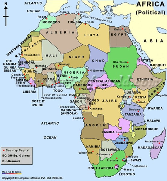 <p>a map that shows the names and borders of countries</p>