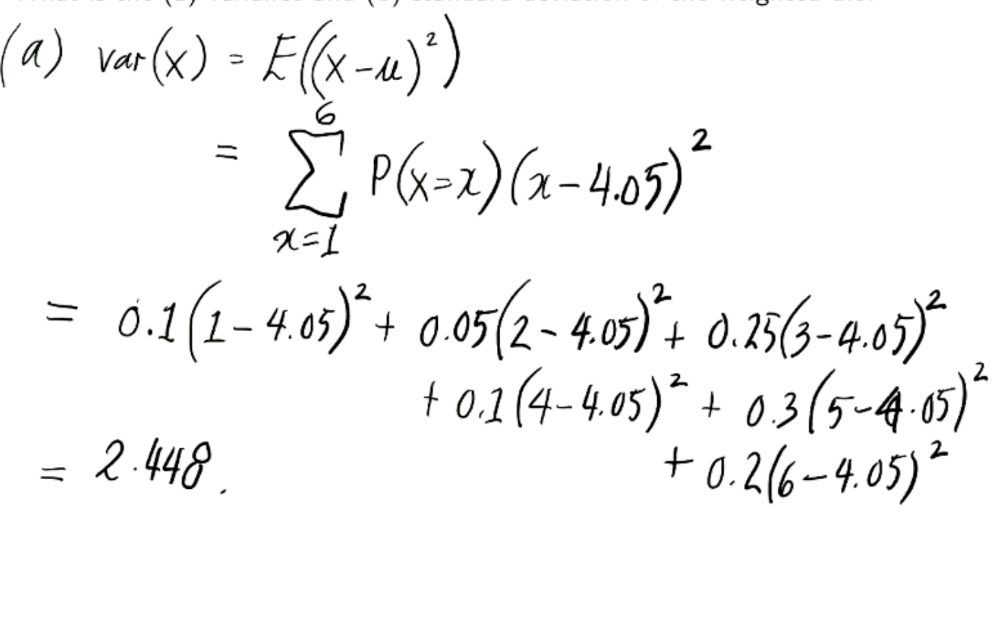 <p>E(x)=4.05</p>