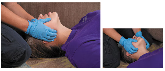 <p>a means of correcting blockage of the airway by moving the jaw forward without tilting the head or neck. Only recommended for unconscious patients with possible head, neck, or spine injury or unknown mechanism of injury.</p>