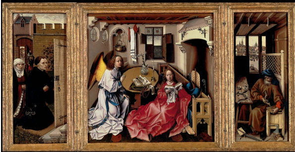 <p><span>Workshop of the Master of Flémalle, <em>Mérode Altarpiece</em>, c. 1425-1430s</span></p>
