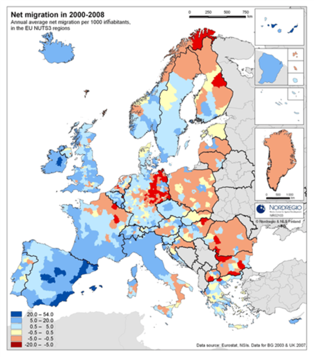 <p>The difference between the number of immigrants and the number of emigrants</p>