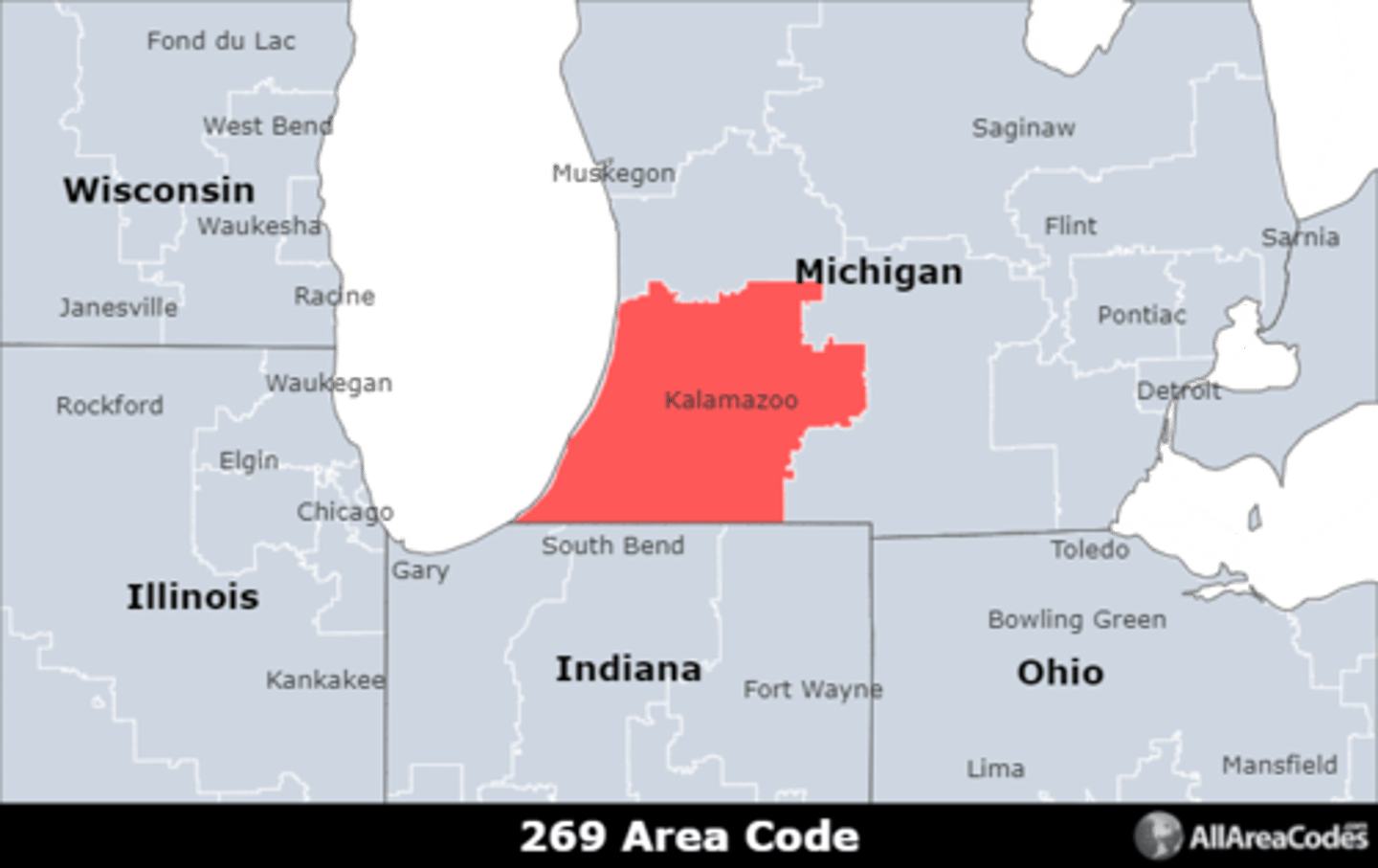<p>Area code 269 is located in southwestern Michigan and covers Kalamazoo, Battle Creek, and Portage. It is the only area code that serves the area.</p>
