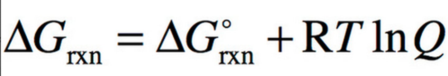 <p>Grxn= Gstandard + RTlnQ</p>