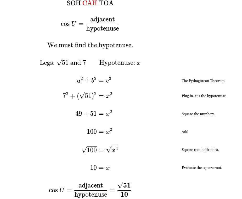 <p>Cos U = <strong><mark data-color="rgba(0, 0, 0, 0)" style="background-color: rgba(0, 0, 0, 0); color: inherit;">(√</mark></strong><mark data-color="rgba(0, 0, 0, 0)" style="background-color: rgba(0, 0, 0, 0); color: inherit;">51)/10</mark></p>