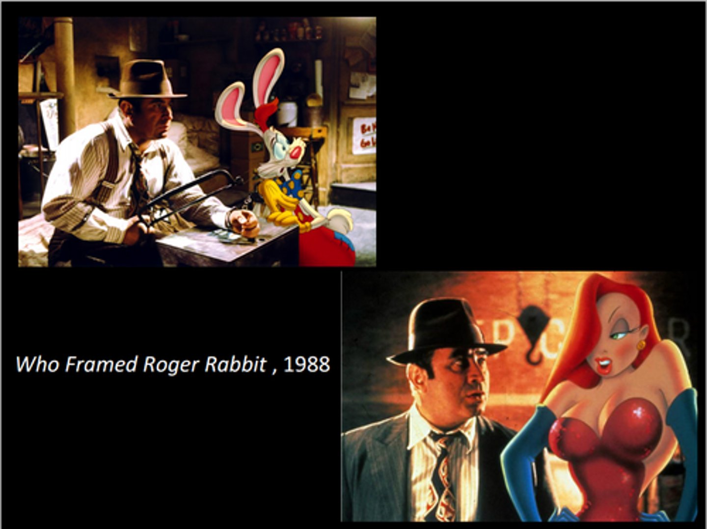 <p>Amblin Entertainment and Richard Williams Productions</p><p>Reminded the general public how awesome animation is</p><p>Meta by starting the movie with the animated short</p><p>Used puppetry to have toons interact with humans and live action props</p>