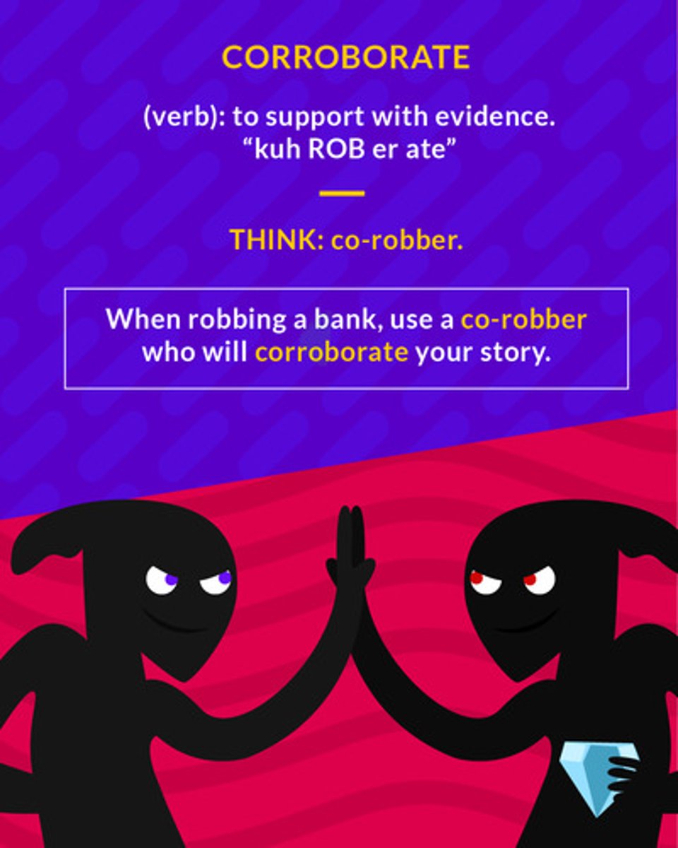 <p>(verb) to support with evidence</p>