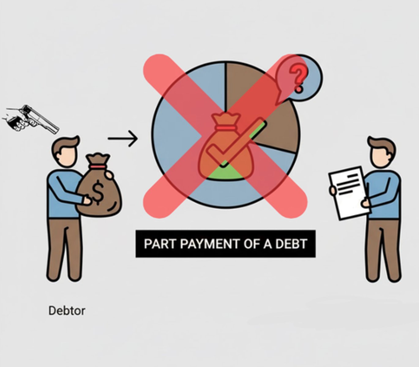 <p>Chapter: Waiver and Promissory Estoppel (Limitations of Promissory Estoppel)</p><p>Principle: Part-payment of a debt is not good consideration if obtained by intimidation or unfair pressure.</p>
