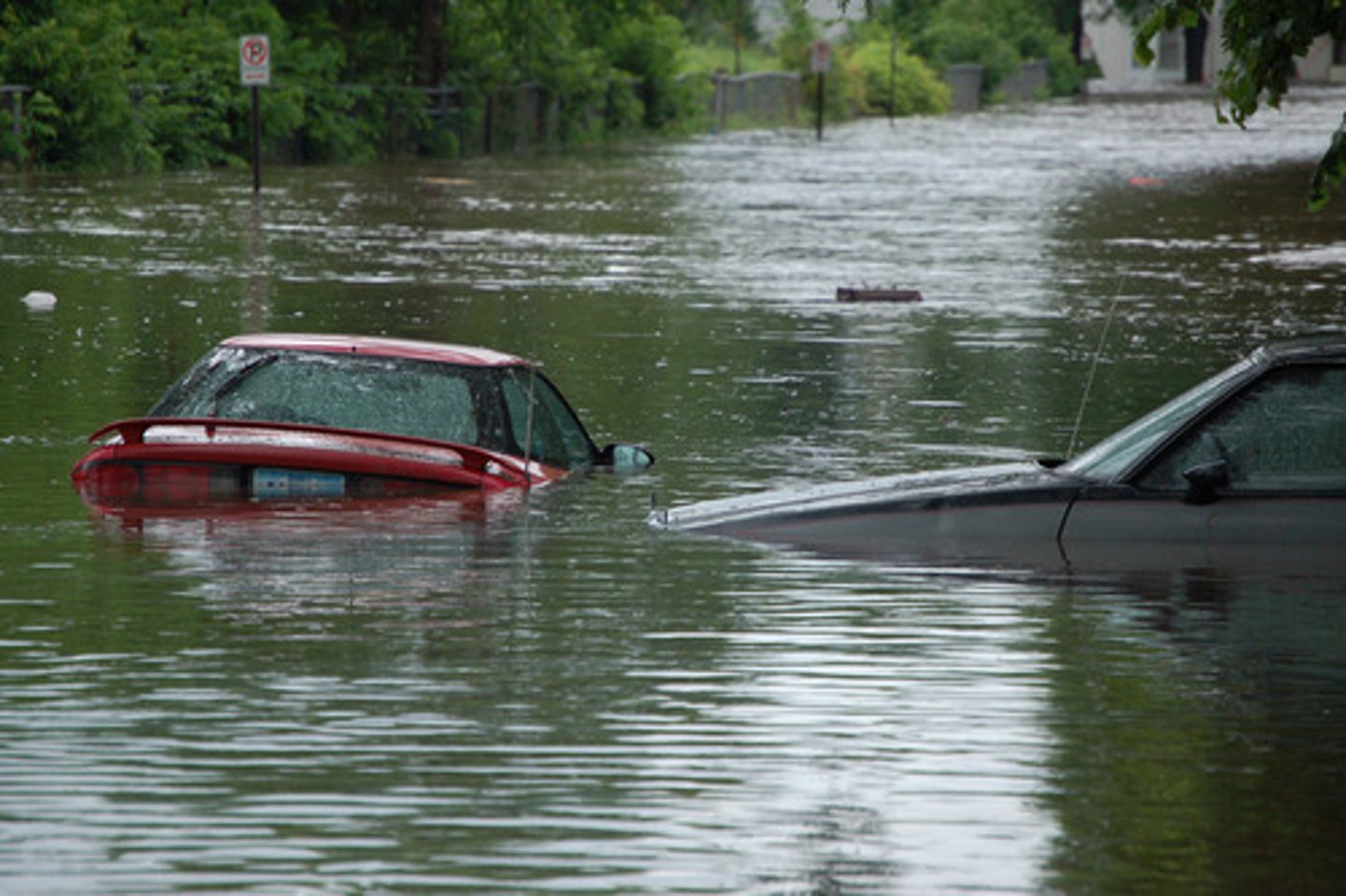 <p>The surge of water over low lying land.</p>
