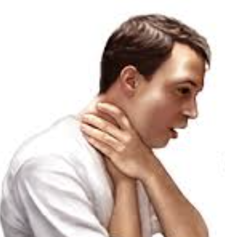 <p>Grasping of anterior neck and being unable to speak or cough</p>