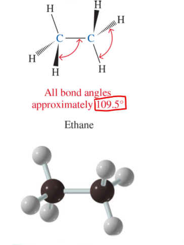 <p>all bond angles approximately 109.5<span style="font-family: Roboto, sans-serif">°</span></p>