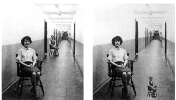 <ul><li><p>visueel systeem weet dat, als alle andere zaken gelijk blijven, kleinere dingen verder weg zijn</p></li></ul><p></p>