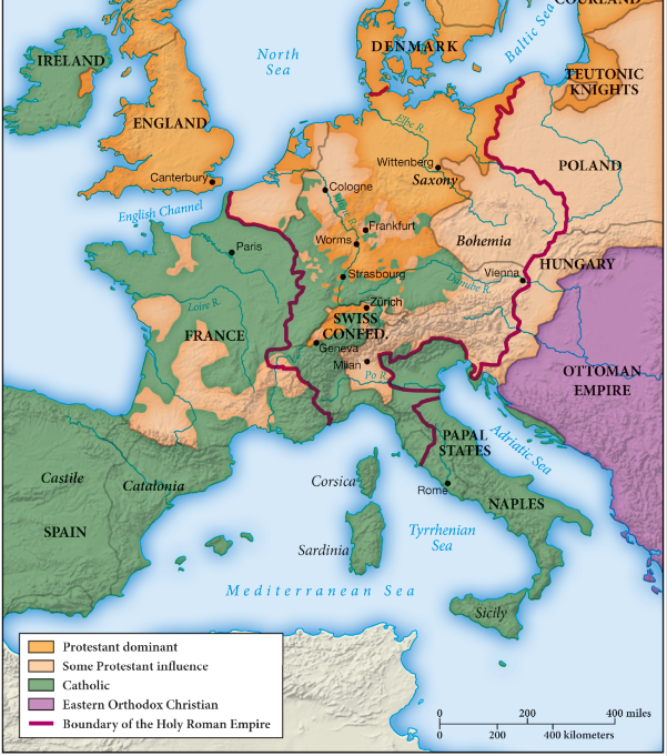 The rise of Protestantism added yet another set of religious divisions, both within and between states, to the world of Christendom, which was already sharply divided between the Roman Catholic Church and the Eastern Orthodox Church.