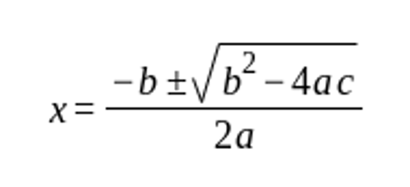 <p>Allows one to solve for x from:</p><p>ax² + bx + c = 0</p>