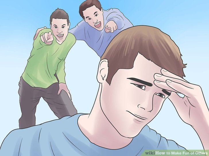 <p>He always jokes. His friend and he always _____ ___ of their friends.</p>