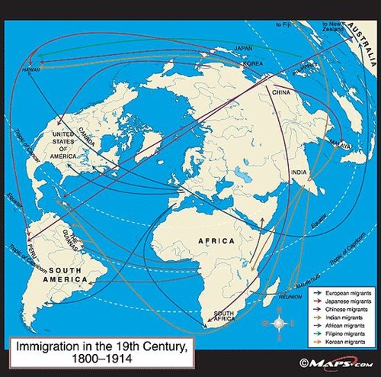 <p>29 million South Asians migrated to the Malay Peninsula, Burma, Dutch Indies, East Africa, and the Caribbean.</p>