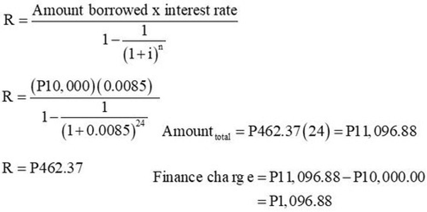 <p>example of calculating the full payment for a loan based on periodic payments.</p>