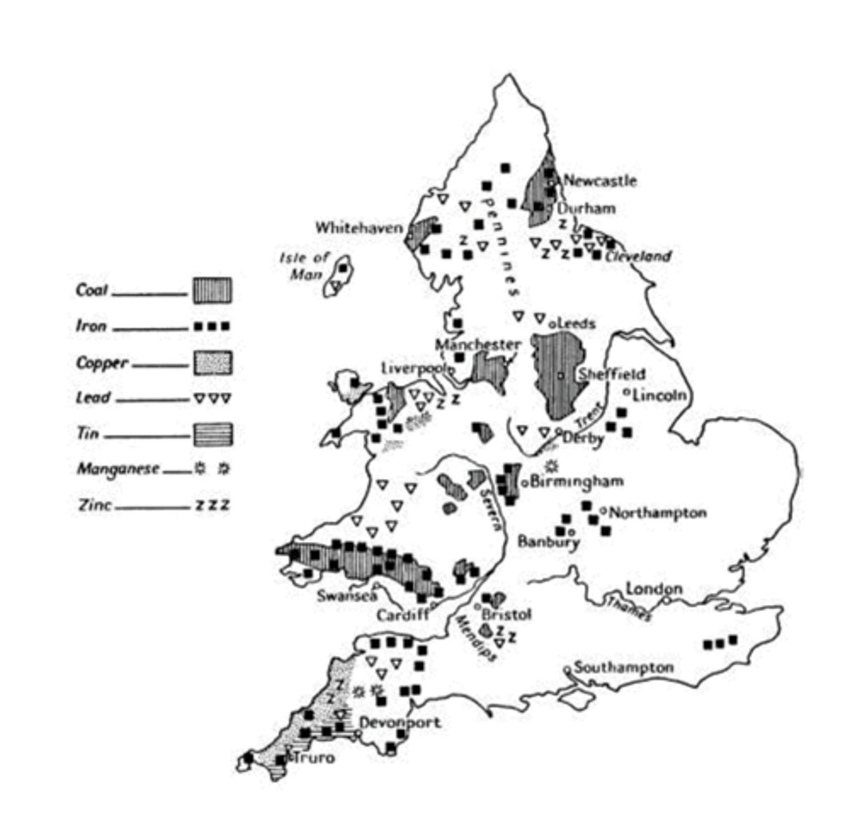 <p>natural resources, coal and iron</p><p>rivers for transportation and power</p><p>ready work force (people willing to work)</p><p>high demand for goods</p><p>increased population</p><p>capital (money used for investment)</p><p>stable government</p>