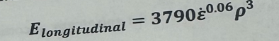 <p>The empirical relationship below describes how bone density, rho, and strain rate, epsilon, affect its stiffness, Elongitudinal. According to this relationship, how would a 25% reduction in bone density affect its modulus under the same strain rate (i.e., find the percent change in modulus)</p><p>a. 6% reduction</p><p>b. 25% reduction</p><p>c. 58% reduction</p><p>d. 75% reduction</p>