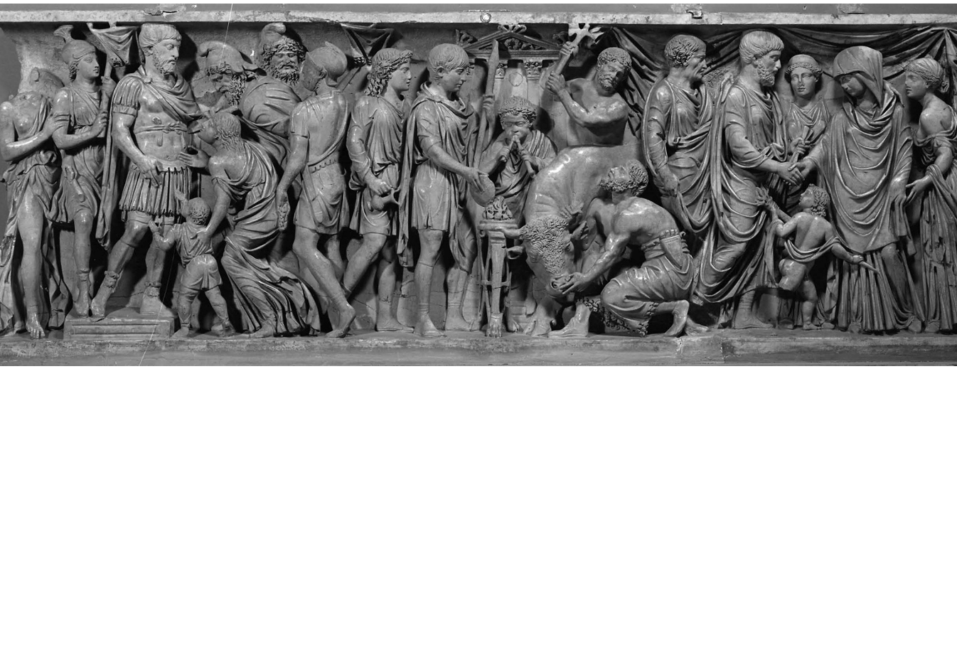 <p>Marriage Sarcophagus with biographical scenes of virtues </p>